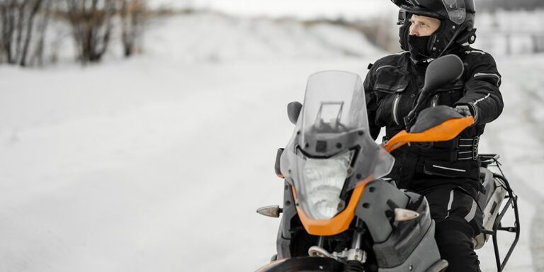 Motorcyclist winter preparation - gear, training, tech: helmet airbag, gloves, waterproof boots
