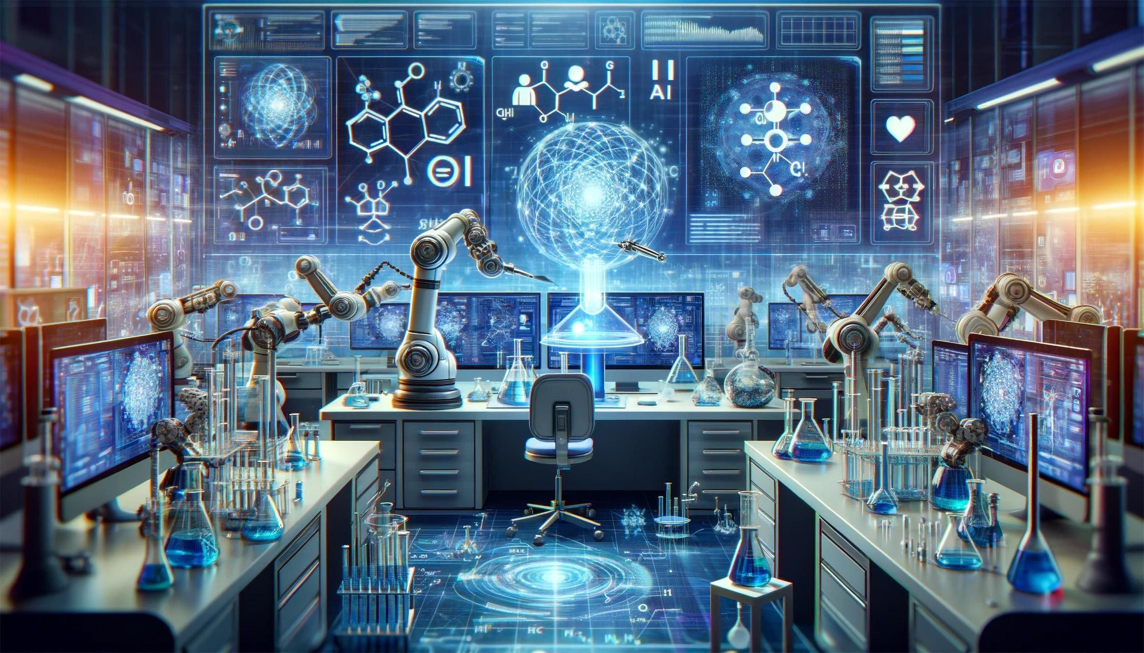 Laboratory robots and artificial intelligence, featuring April's unicorns
