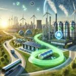 Hybrydowa instalacja wytwarzająca energię z kombinacji źródeł słonecznych, wiatrowych i biogazowych.