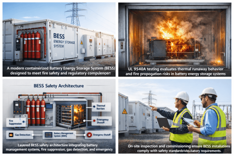 BESS magazyn energii z automatycznym systemem gaśniczym i monitoringiem pożarowym